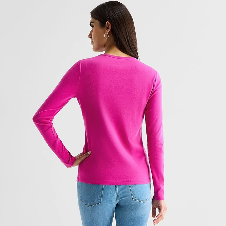 St. John's Bay Womens Crew Neck Long Sleeve T-Shirt