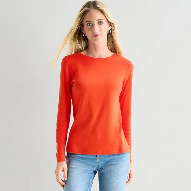 St. John's Bay Womens Crew Neck Long Sleeve T-Shirt