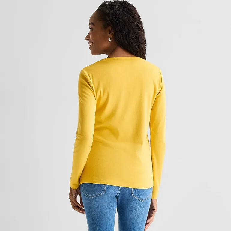 St. John's Bay Womens Crew Neck Long Sleeve T-Shirt