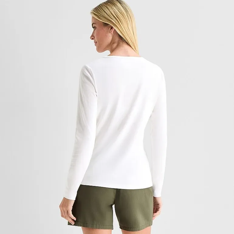 St. John's Bay Womens Crew Neck Long Sleeve T-Shirt