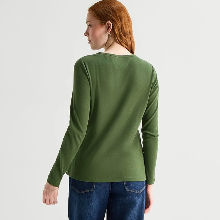 St. John's Bay Womens Crew Neck Long Sleeve T-Shirt