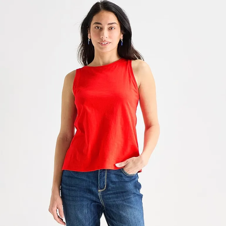 St. John's Bay Womens Crew Neck Sleeveless Tank Top