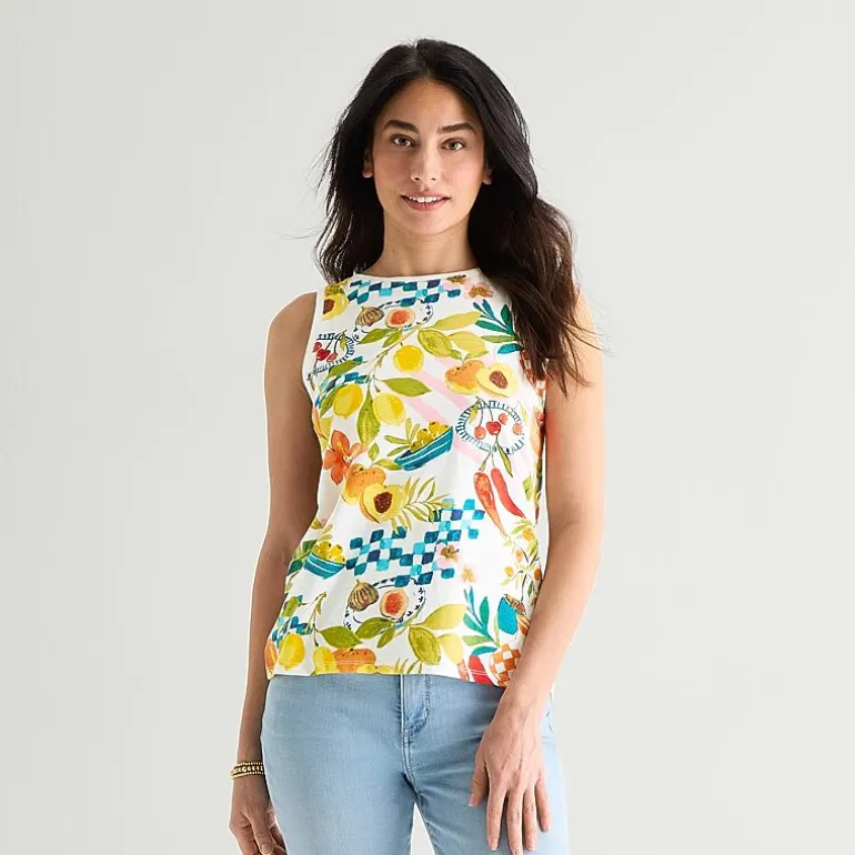 St. John's Bay Womens Crew Neck Sleeveless Tank Top