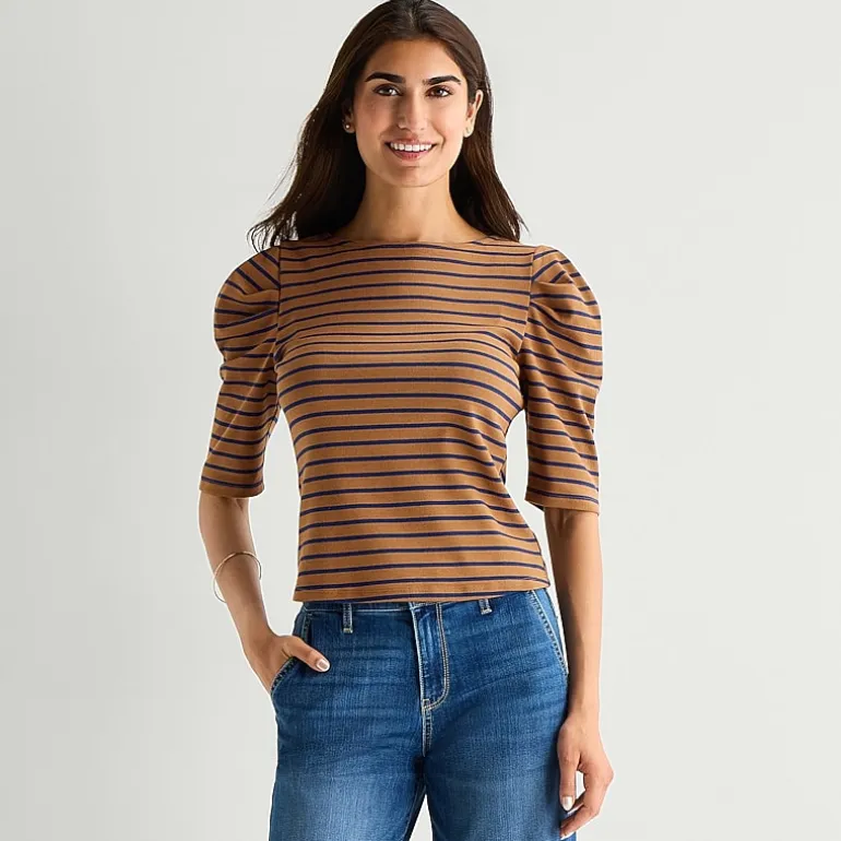 St. John's Bay Womens Crew Neck 3/4 Sleeve Blouse