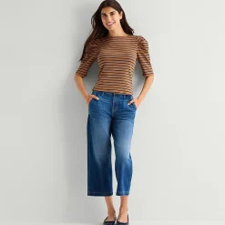 St. John's Bay Womens Crew Neck 3/4 Sleeve Blouse