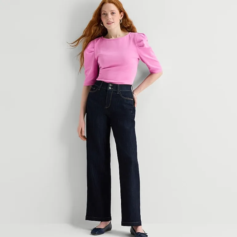 St. John's Bay Womens Crew Neck 3/4 Sleeve Blouse