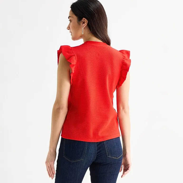 St. John's Bay Womens Crew Neck Short Sleeve Blouse