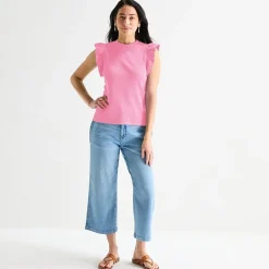 St. John's Bay Womens Crew Neck Short Sleeve Blouse