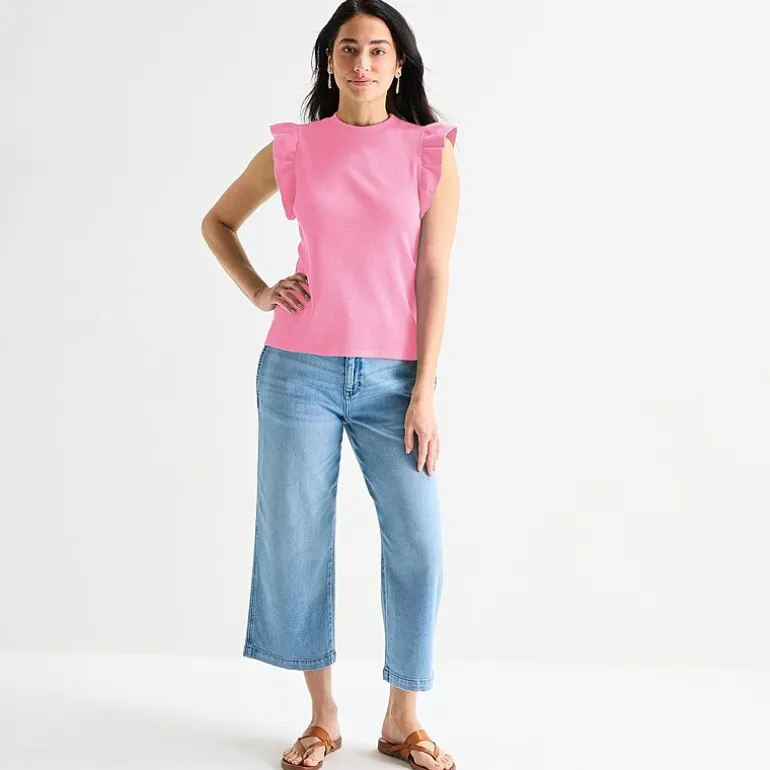 St. John's Bay Womens Crew Neck Short Sleeve Blouse