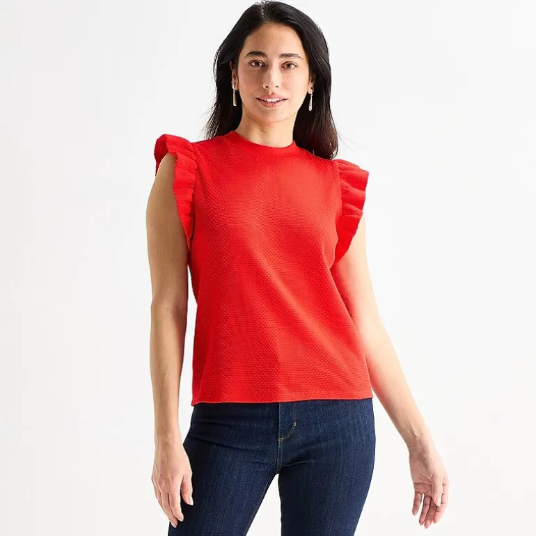 St. John's Bay Womens Crew Neck Short Sleeve Blouse