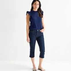 St. John's Bay Womens Crew Neck Short Sleeve Blouse