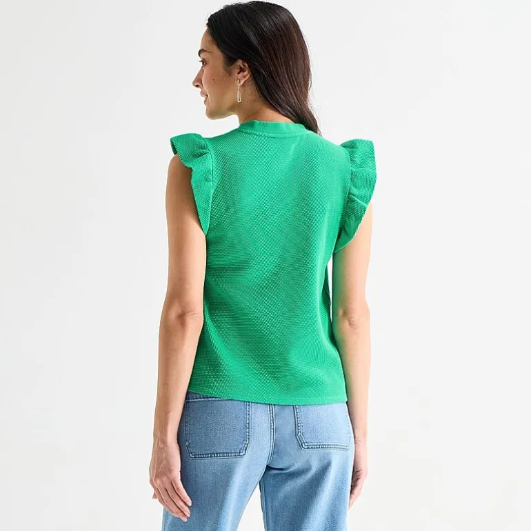 St. John's Bay Womens Crew Neck Short Sleeve Blouse