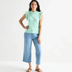 St. John's Bay Womens Crew Neck Short Sleeve Blouse