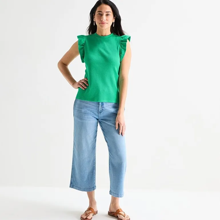 St. John's Bay Womens Crew Neck Short Sleeve Blouse