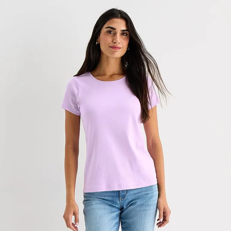 St. John's Bay Womens Crew Neck Short Sleeve T-Shirt