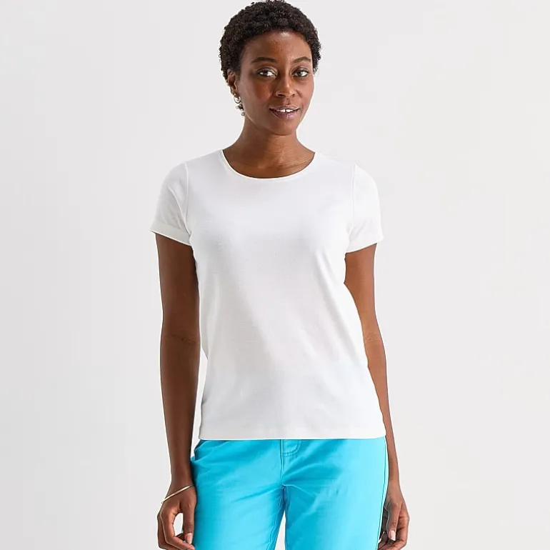 St. John's Bay Womens Crew Neck Short Sleeve T-Shirt