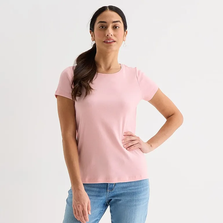 St. John's Bay Womens Crew Neck Short Sleeve T-Shirt