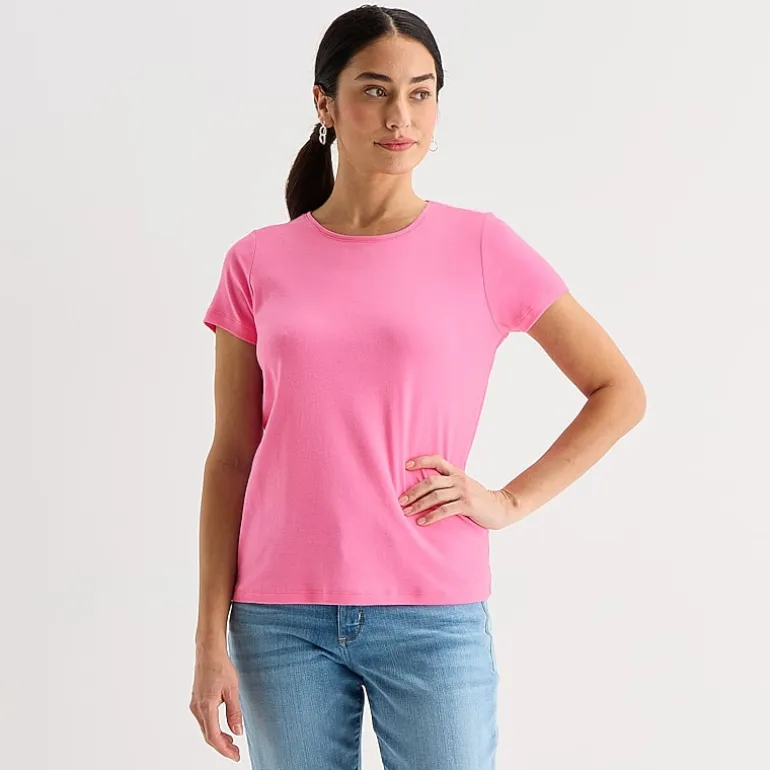 St. John's Bay Womens Crew Neck Short Sleeve T-Shirt