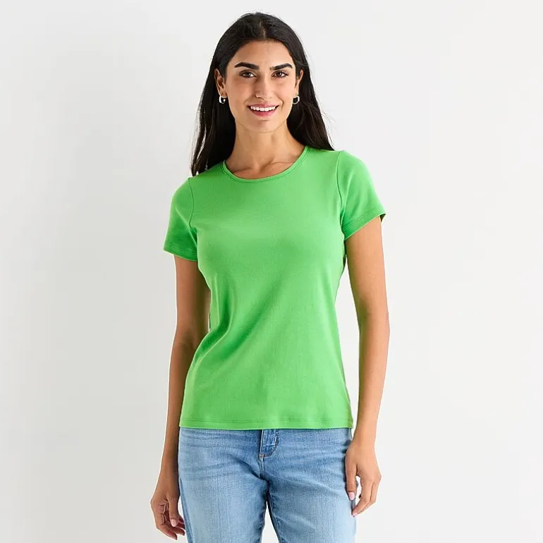 St. John's Bay Womens Crew Neck Short Sleeve T-Shirt