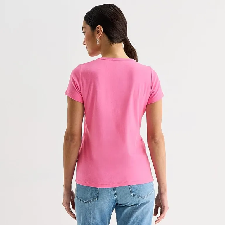 St. John's Bay Womens Crew Neck Short Sleeve T-Shirt