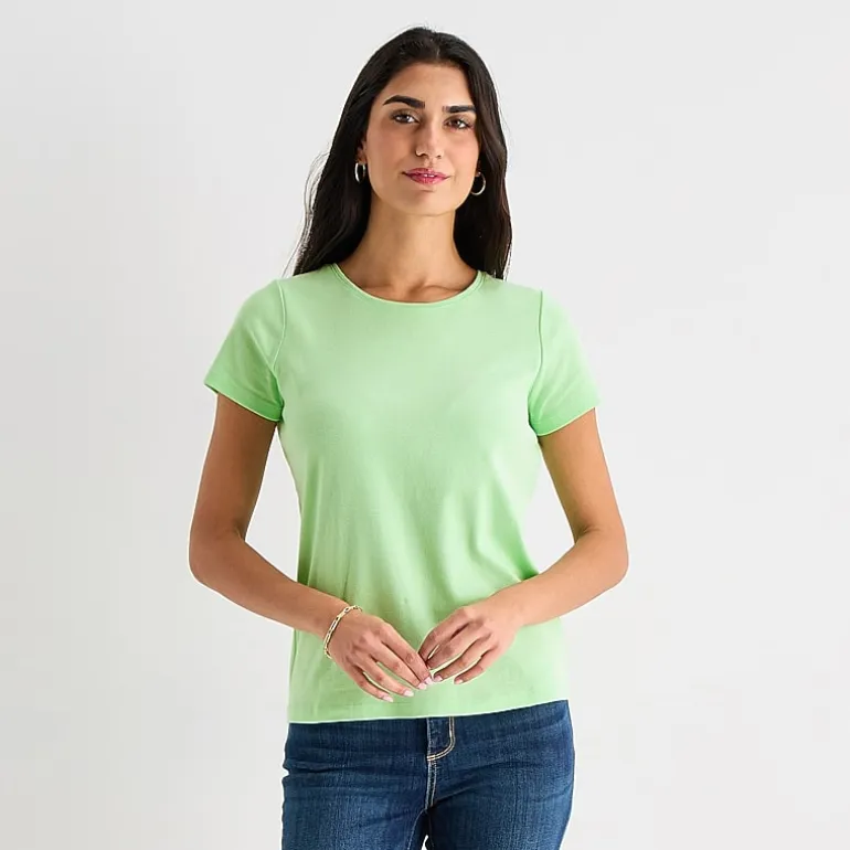 St. John's Bay Womens Crew Neck Short Sleeve T-Shirt