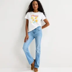 St. John's Bay Womens Crew Neck Short Sleeve Regular Fit Graphic T-Shirt