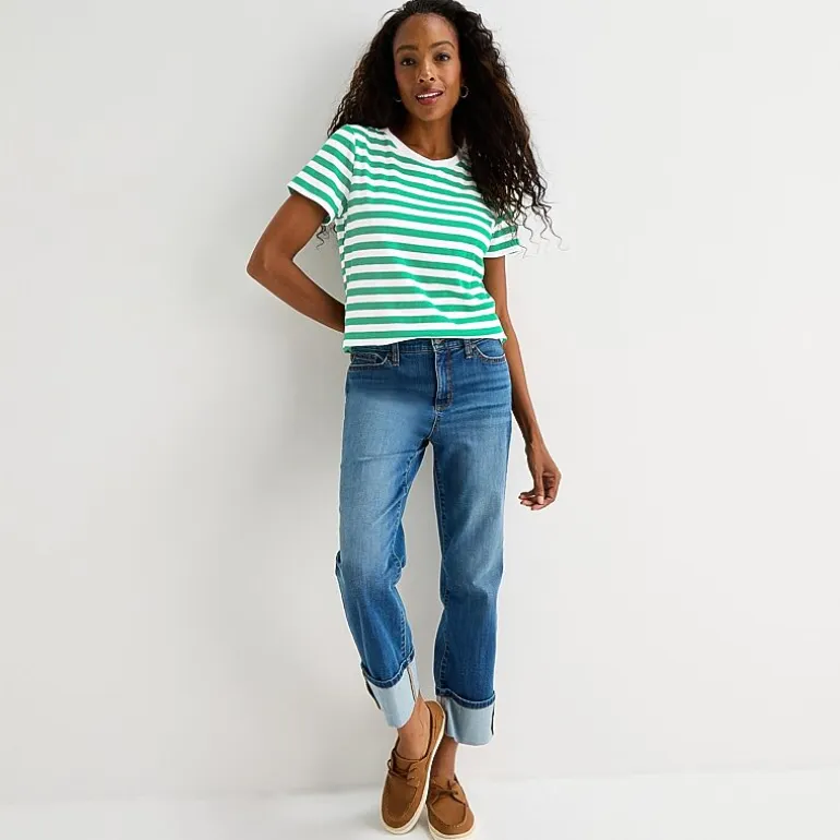 St. John's Bay Womens Crew Neck Short Sleeve Regular Fit Graphic T-Shirt