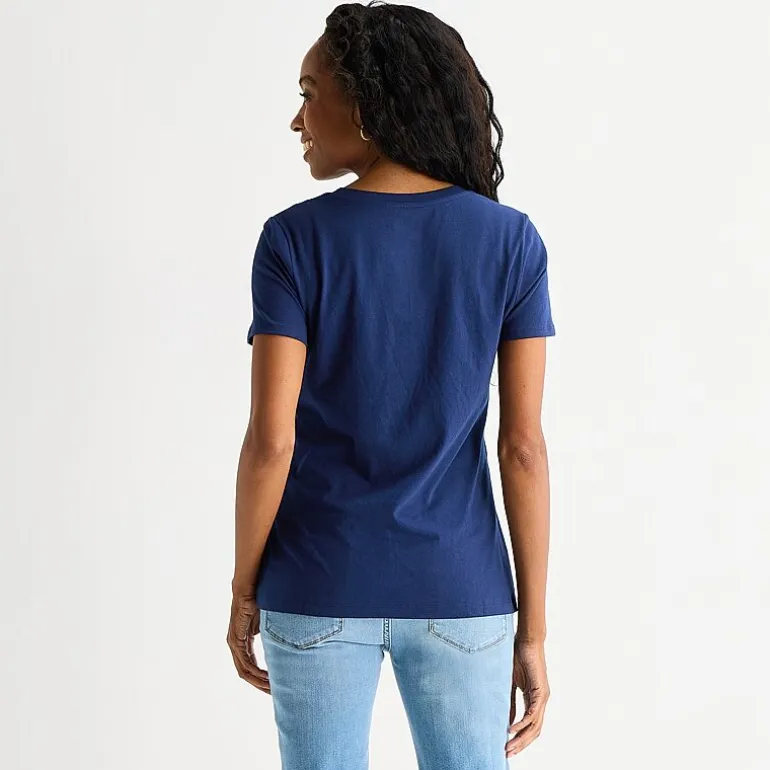 St. John's Bay Womens Crew Neck Short Sleeve Regular Fit Graphic T-Shirt