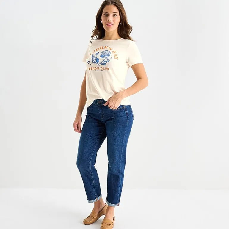 St. John's Bay Womens Crew Neck Short Sleeve Regular Fit Graphic T-Shirt