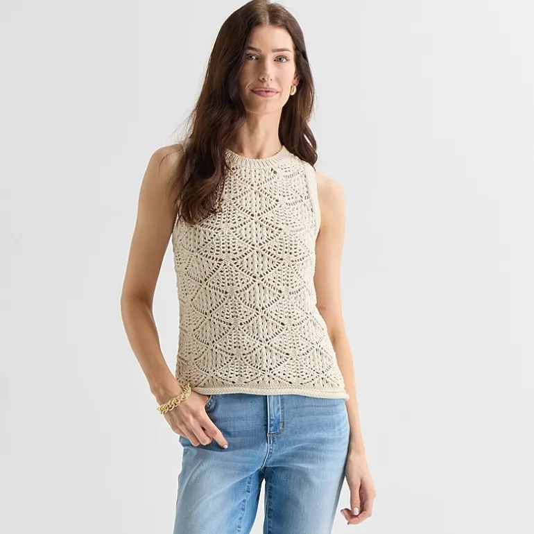 St. John's Bay Womens Crew Neck Sleeveless Pullover Sweater