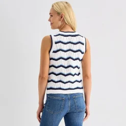 St. John's Bay Womens Crew Neck Sleeveless Chevron Pullover Sweater