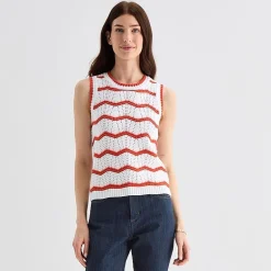 St. John's Bay Womens Crew Neck Sleeveless Chevron Pullover Sweater