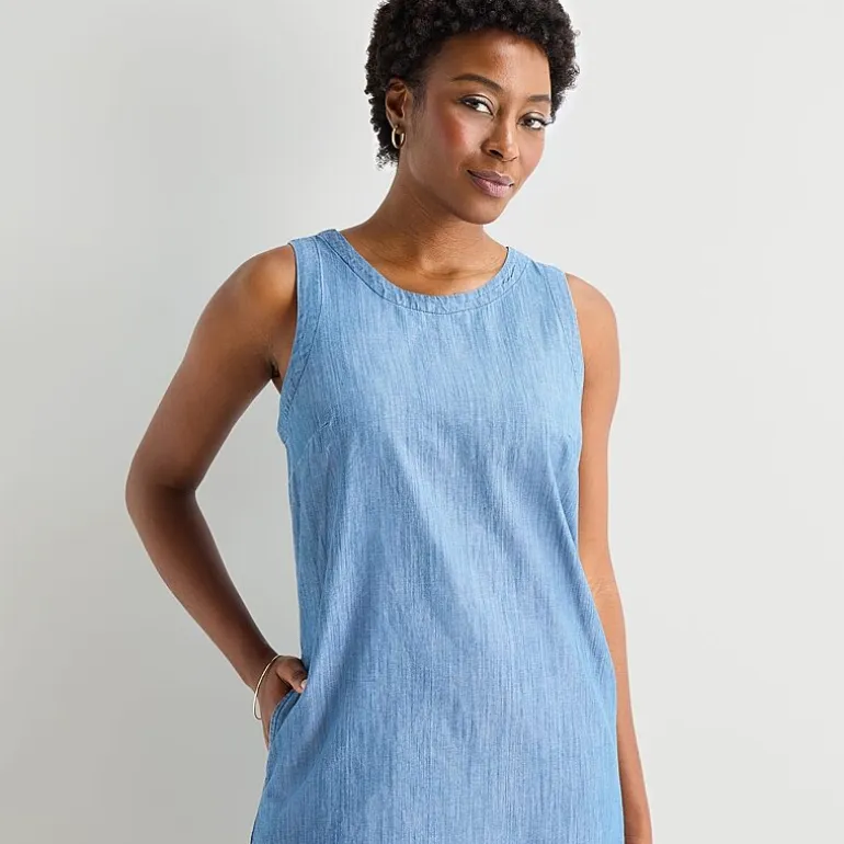 St. John's Bay Womens Crew Neck Sleeveless A-Line Dress