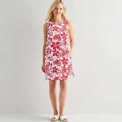 St. John's Bay Womens Crew Neck Sleeveless A-Line Dress