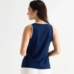 St. John's Bay Womens Crew Neck Sleeveless Tank Top