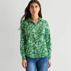 St. John's Bay Womens Cuffed Long Sleeve Regular Fit Button-Down Shirt