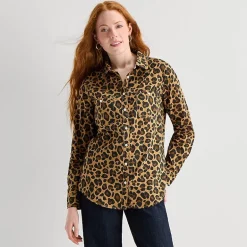 St. John's Bay Womens Cuffed Long Sleeve Regular Fit Button-Down Shirt