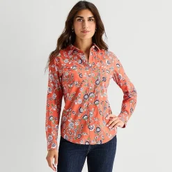 St. John's Bay Womens Cuffed Long Sleeve Regular Fit Button-Down Shirt
