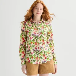 St. John's Bay Womens Cuffed Long Sleeve Regular Fit Button-Down Shirt