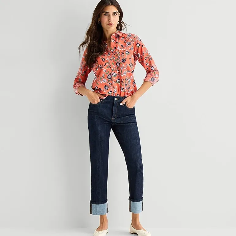 St. John's Bay Womens Cuffed Long Sleeve Regular Fit Button-Down Shirt