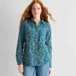 St. John's Bay Womens Cuffed Long Sleeve Regular Fit Button-Down Shirt