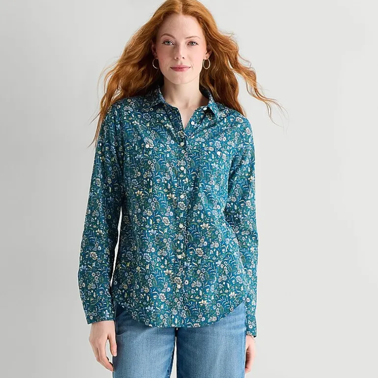 St. John's Bay Womens Cuffed Long Sleeve Regular Fit Button-Down Shirt