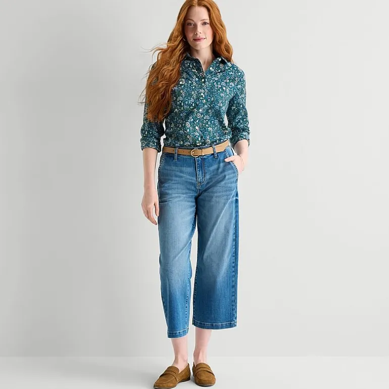 St. John's Bay Womens Cuffed Long Sleeve Regular Fit Button-Down Shirt