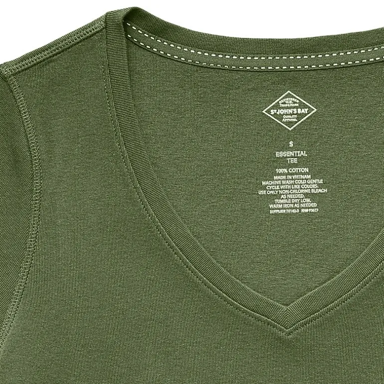 St. John's Bay Womens Easy-on + Easy-off V Neck 3/4 Sleeve Adaptive T-Shirt