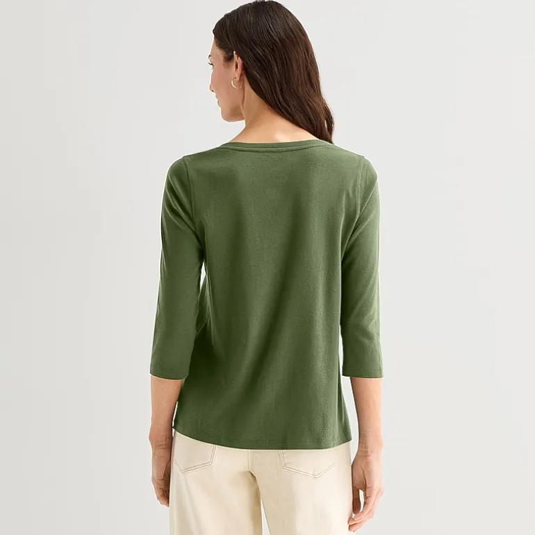 St. John's Bay Womens Easy-on + Easy-off V Neck 3/4 Sleeve Adaptive T-Shirt