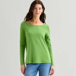 St. John's Bay Womens Easy-on + Easy-off Crew Neck Long Sleeve Adaptive T-Shirt