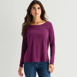 St. John's Bay Womens Easy-on + Easy-off Crew Neck Long Sleeve Adaptive T-Shirt