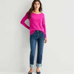 St. John's Bay Womens Easy-on + Easy-off Crew Neck Long Sleeve Adaptive T-Shirt