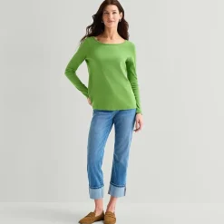 St. John's Bay Womens Easy-on + Easy-off Crew Neck Long Sleeve Adaptive T-Shirt