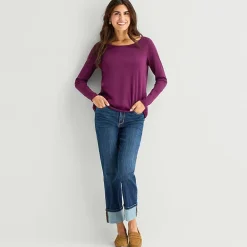 St. John's Bay Womens Easy-on + Easy-off Crew Neck Long Sleeve Adaptive T-Shirt